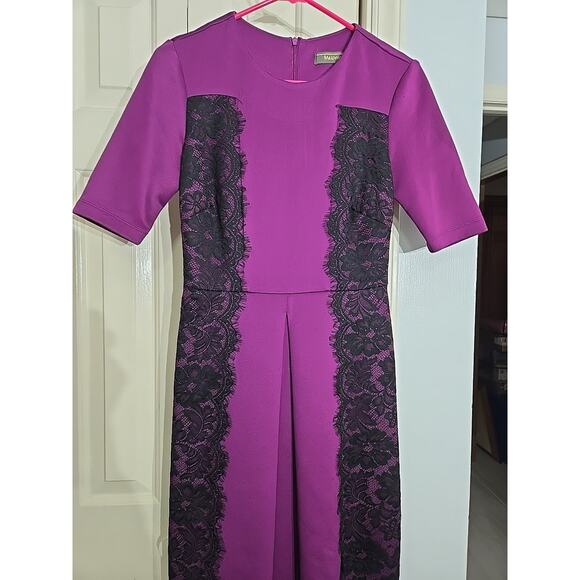 Purple Black Lace Contrast A-line Dress Womens Bust 32 In (XS) Unique Gothic - Picture 1 of 8